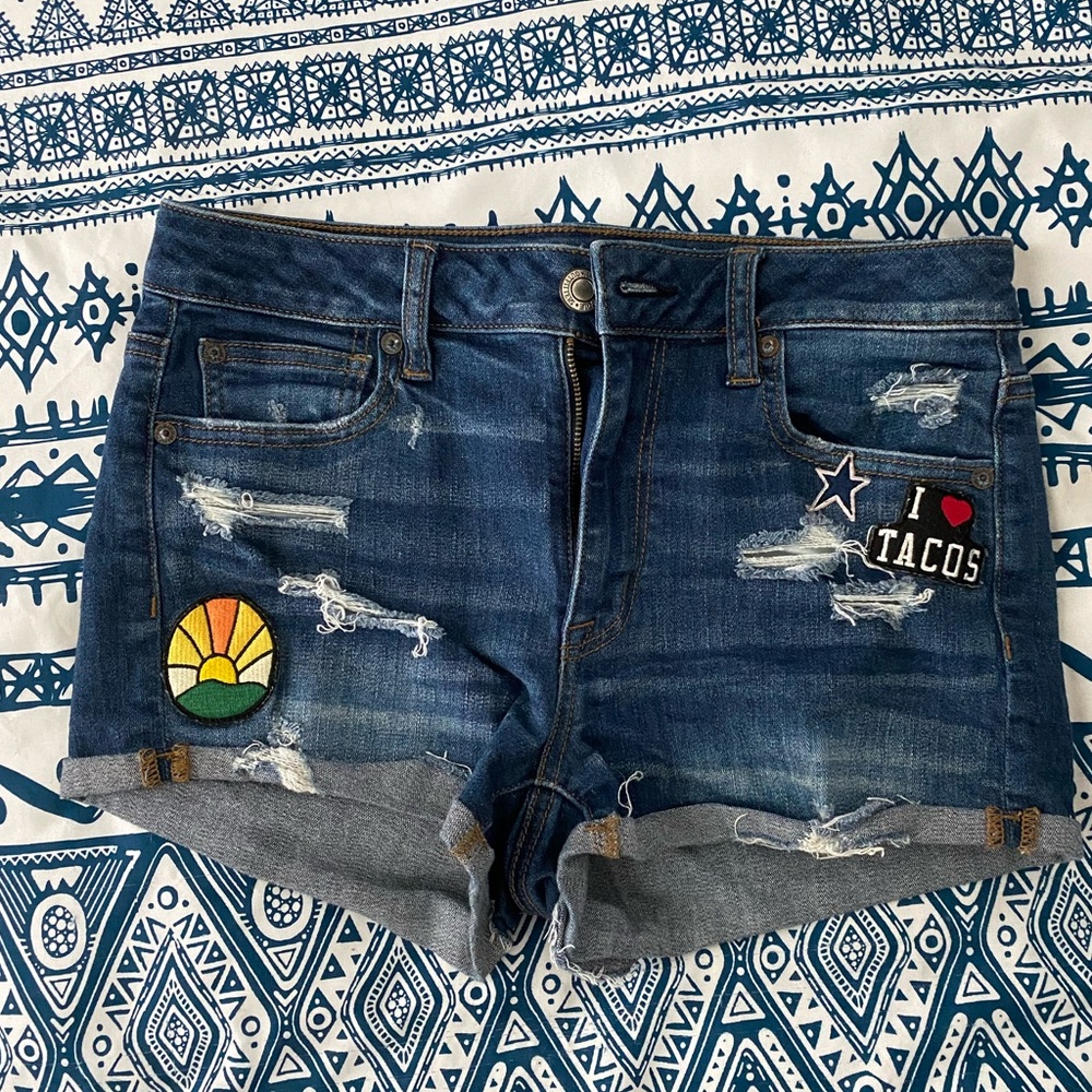 High Rise Shortie Distressed Shorts